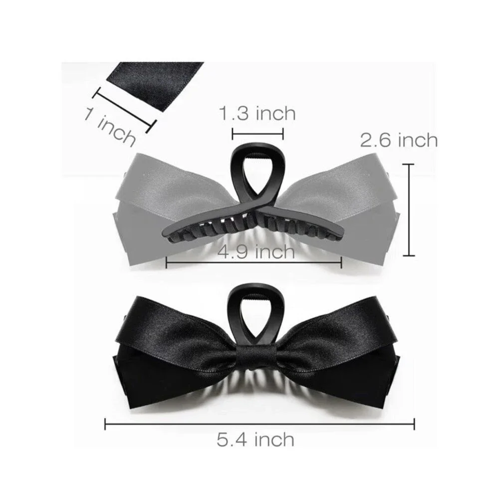 Bow Claw Clips, Matte Silky Satin Bows for Thin, Thick, or Curly Hair NIP